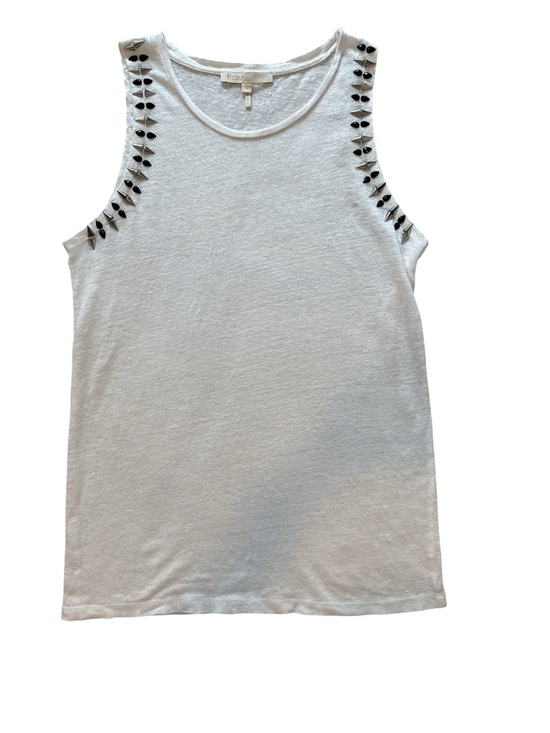 Maje Tops - Maje Taxe Studded White Tank Top S (1)